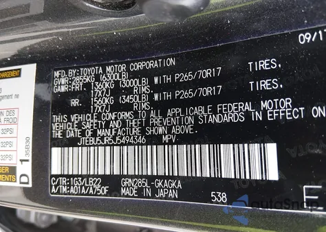 2018 Toyota 4Runner Sr5 Premium from USA, damaged, VIN JTEBU5JR5J5494346